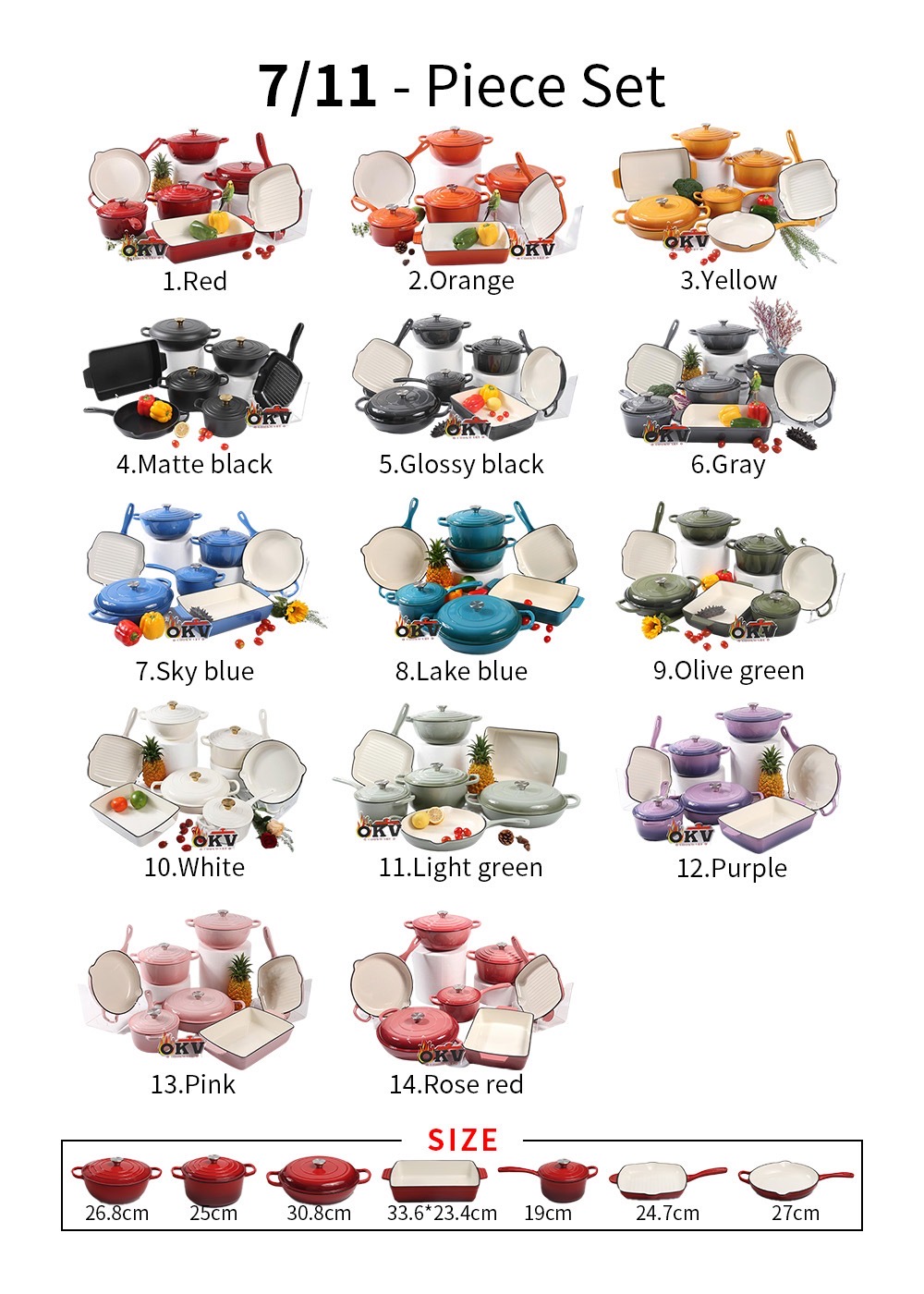 11 pieces Cast Iron Pot